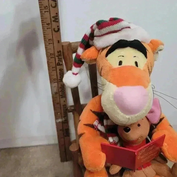 Disney Tigger & Roo Christmas rocking chair plush flawed vintage - Picture 2 of 7